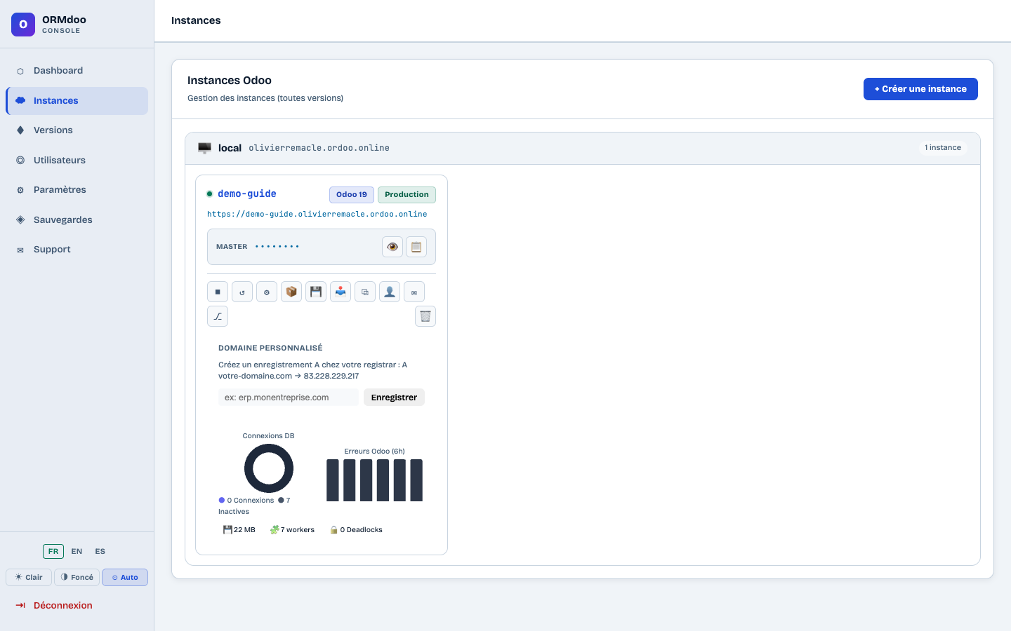 Carte d'une instance Odoo